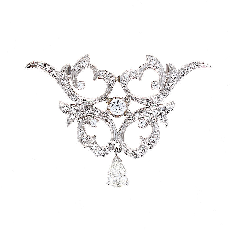 Ladies 14kt White Gold 1.68cts Diamond Pendant
