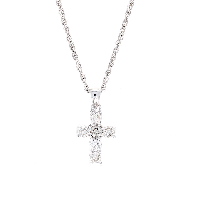 Ladies 14kt White Gold 0.35cts Diamond Cross Pendant