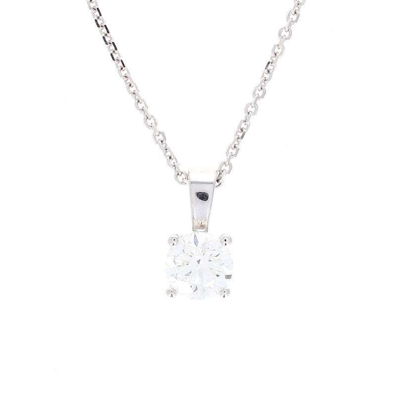 Ladies 14kt White Gold 0.75ct Diamond Solitaire Pendant
