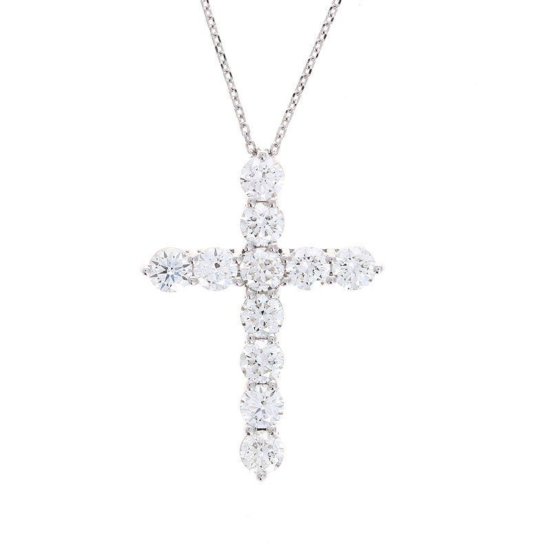 Ladies 14kt White Gold 3.00cts Diamond Cross Pendant
