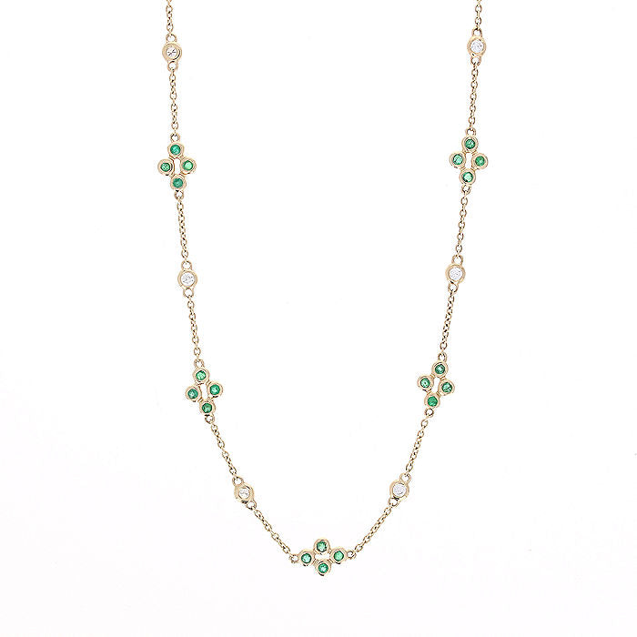 Ladies 14kt Yellow Gold 0.72cts Emerald and 0.31cts Diamond Necklace