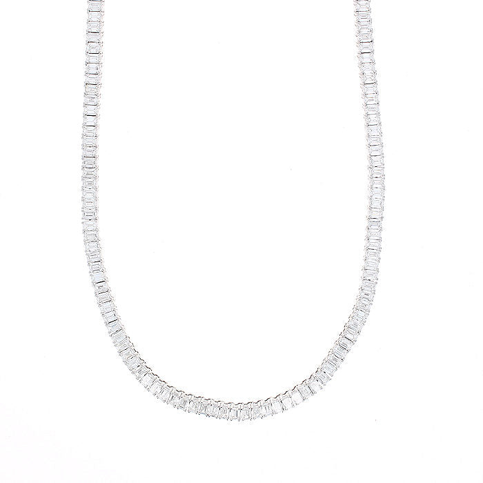 Ladies 14kt White Gold 18.76cts Emerald Cut Diamond Riviera Necklace