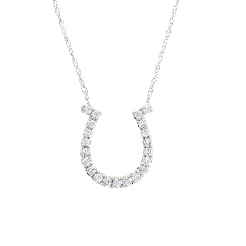 Ladies 14kt White Gold 0.25cts Diamond Horseshoe Pendant