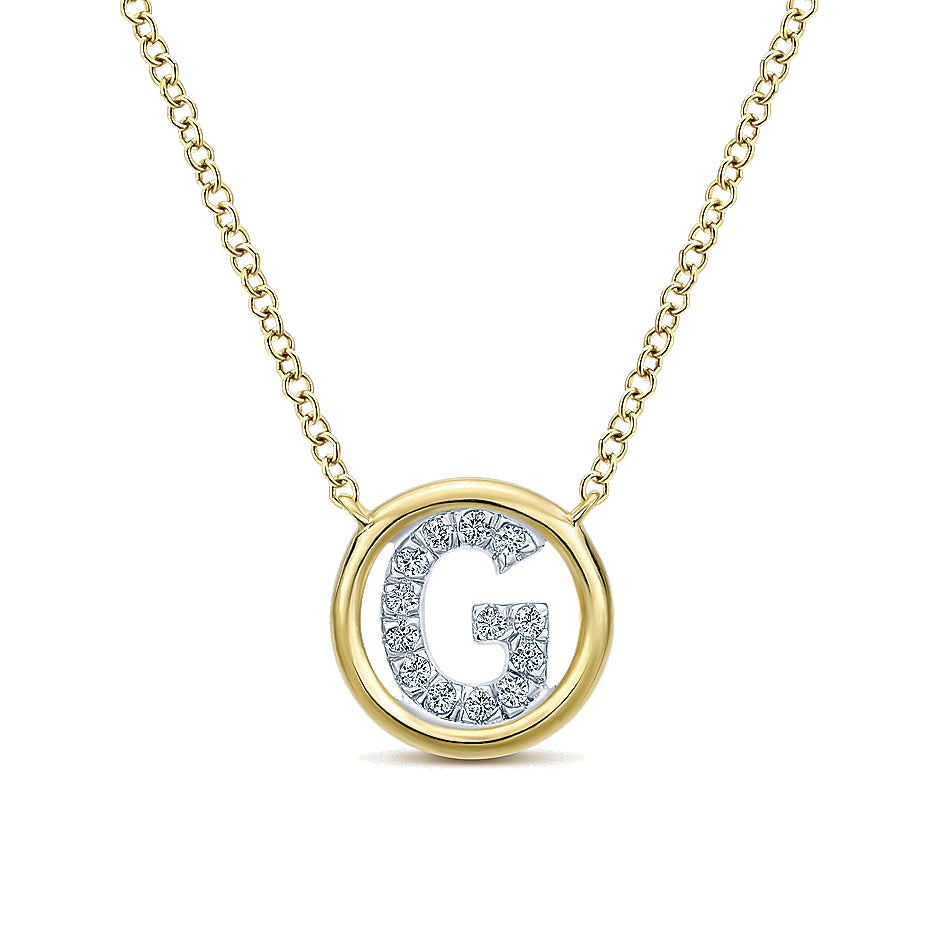Ladies 14kt Yellow Gold 0.07cts Diamond Initial Pendant