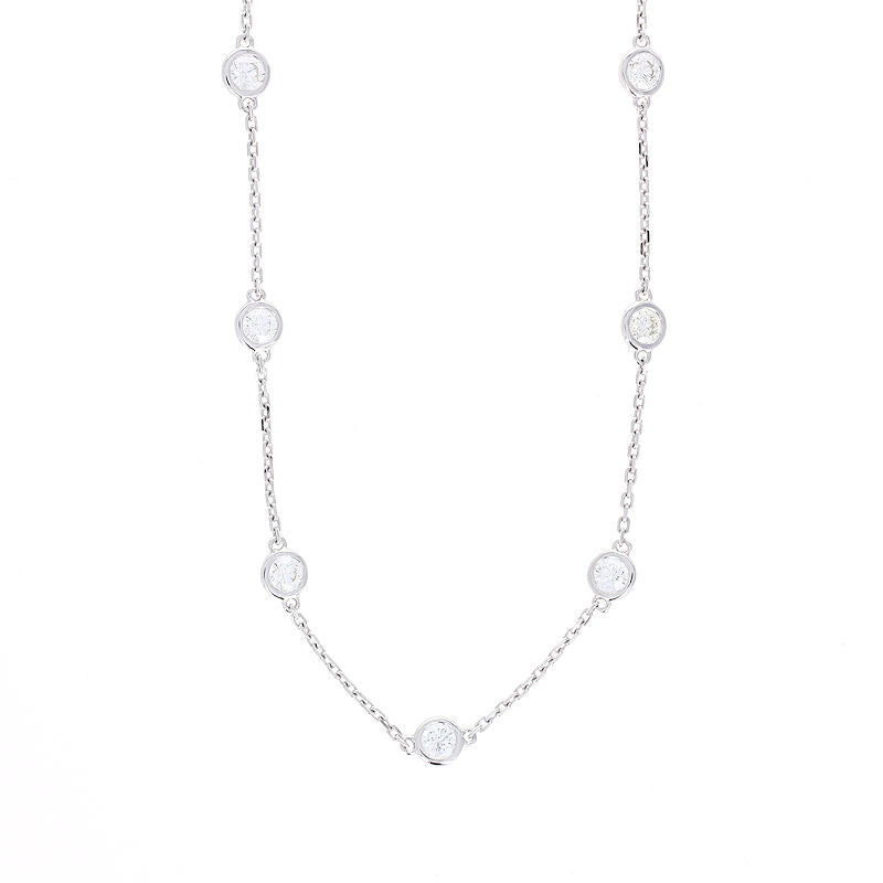Ladies 14kt White Gold 4.10cts Diamonds By The Yard Necklace