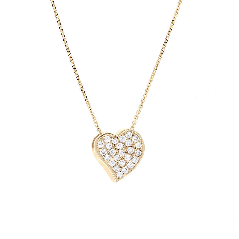 Ladies 14kt Yellow Gold Pave 0.25cts Diamond Heart Necklace