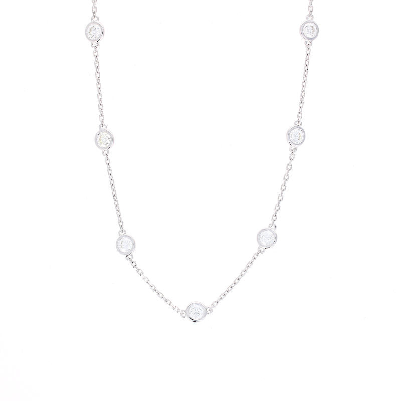 Ladies 14kt White Gold 5.25cts Diamond By The Yard Necklace