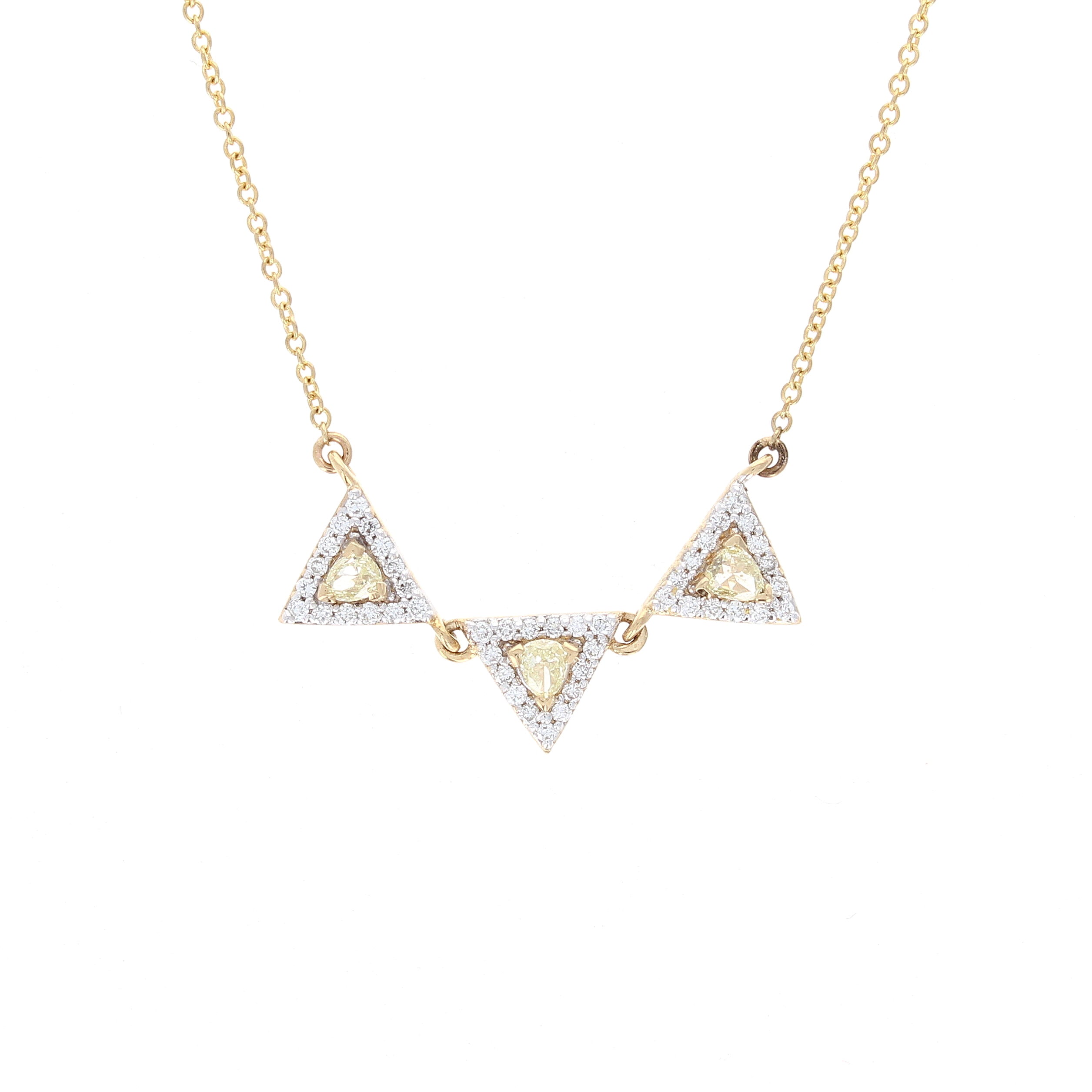 Ladies 14kt Yellow Gold 0.12cts Fancy Light Yellow Diamond and 0.23cts Diamond Necklace