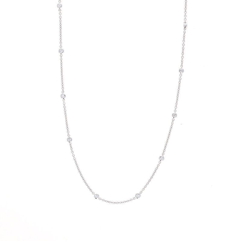 Ladies 14kt White Gold 0.50cts Diamond Station Necklace