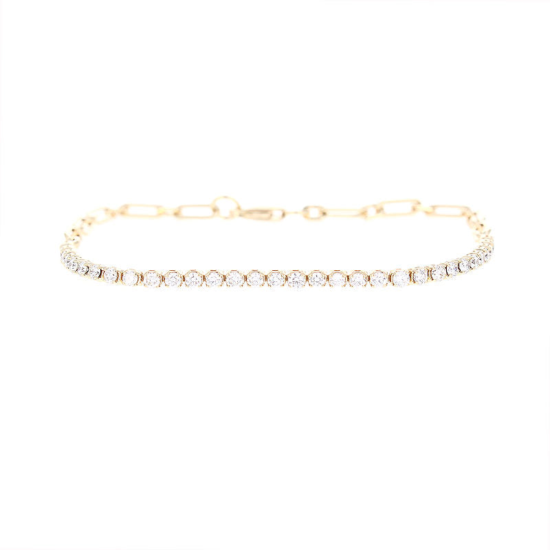 Ladies 14kt Yellow Gold 0.80cts Diamond Paperclip Bracelet