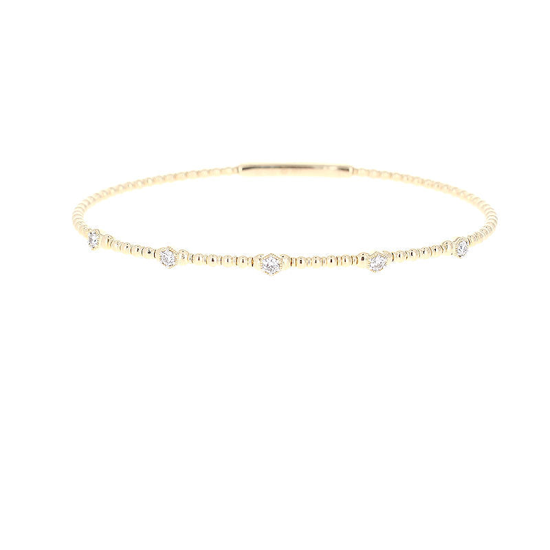 Ladies 14kt Yellow Gold 0.18cts Diamond Station Flexible Bracelet