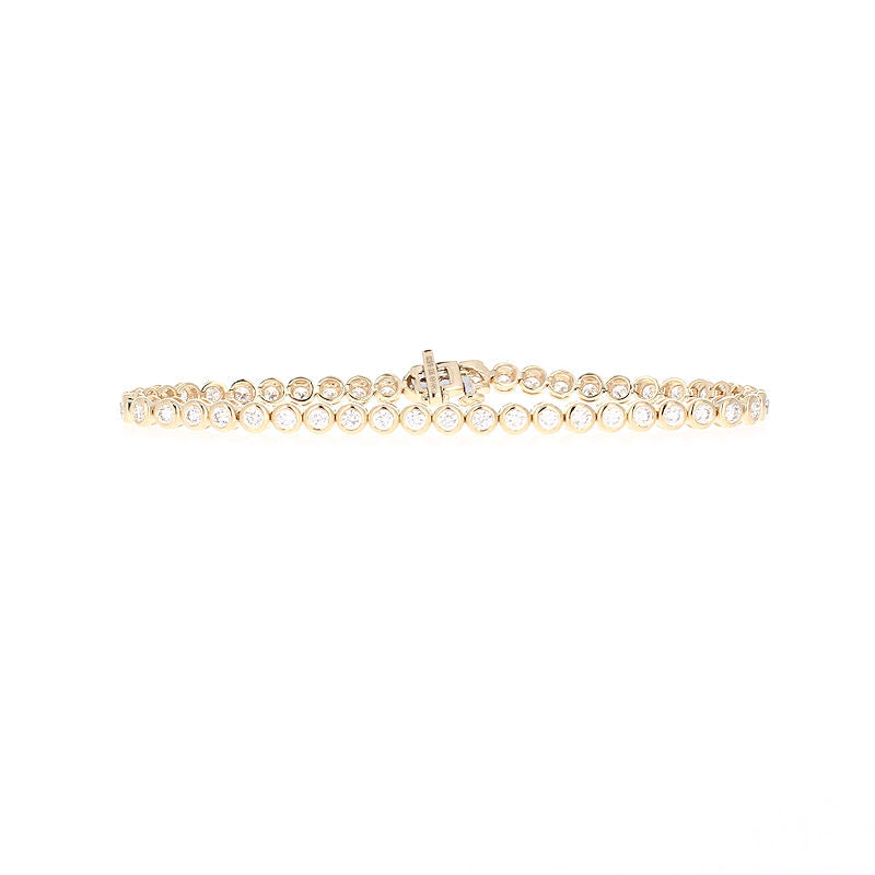 Ladies 14kt Yellow Gold 2.45cts Diamond Bezel Tennis Bracelet
