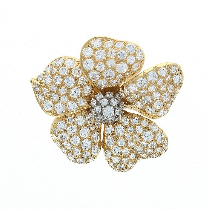 Ladies 18kt Yellow Gold and Platinum 6.00cts Diamond Pin