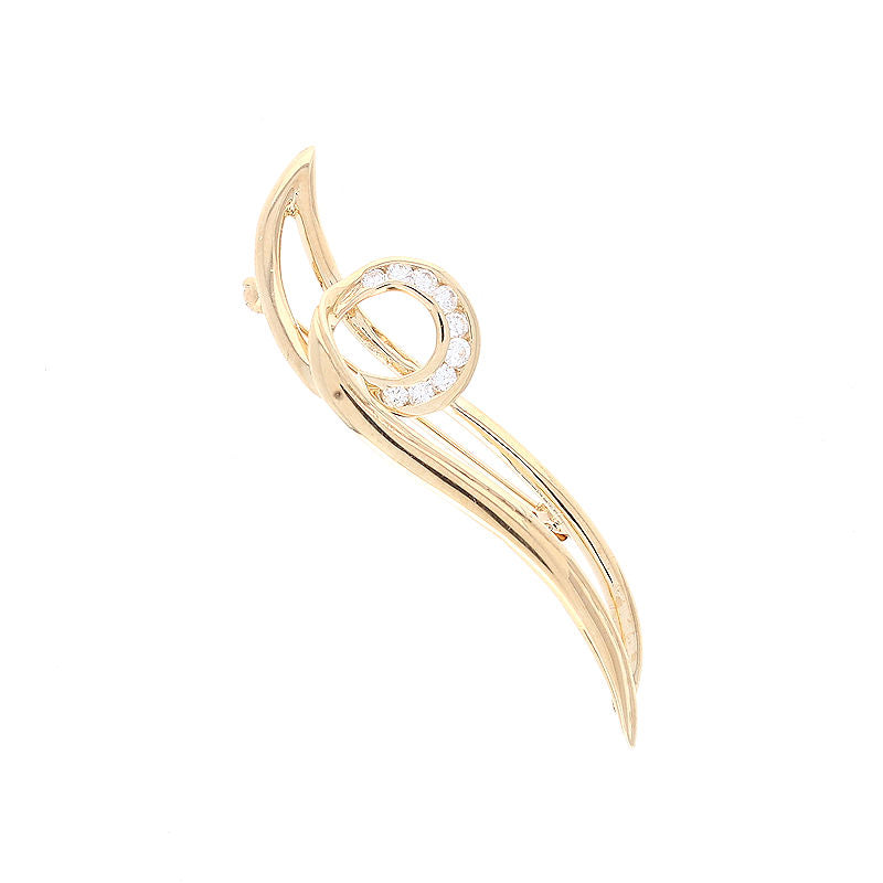 Ladies 14kt Yellow Gold 0.22cts Diamond Brooch