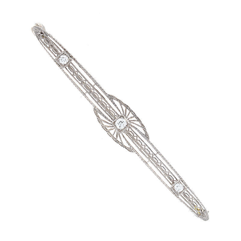 Ladies 14kt White Gold 0.17cts Diamond Brooch Circa 1905
