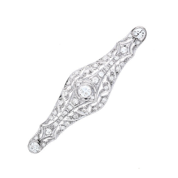 Ladies Platinum Edwardian Style 1.09cts Diamond Brooch Circa 1915