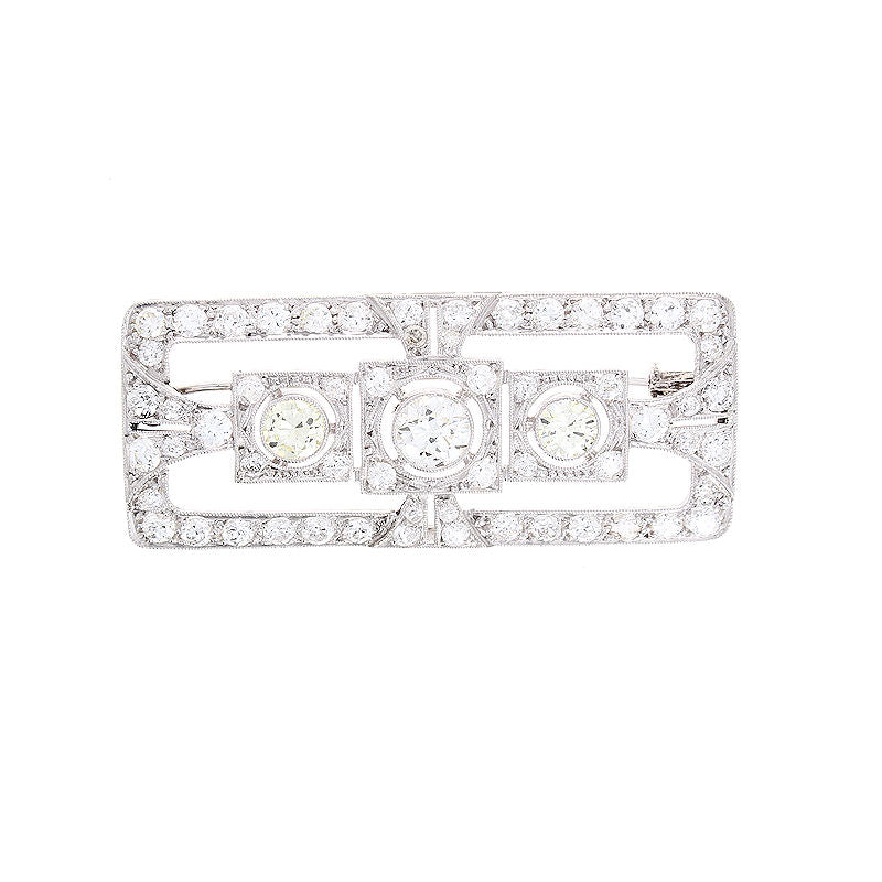 Platinum Art Deco 3.86ct Diamond Brooch Circa 1925