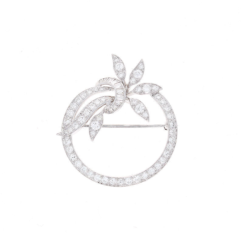 Ladies Platinum Vintage Retro Modern 2.01cts Diamond Brooch Circa 1950