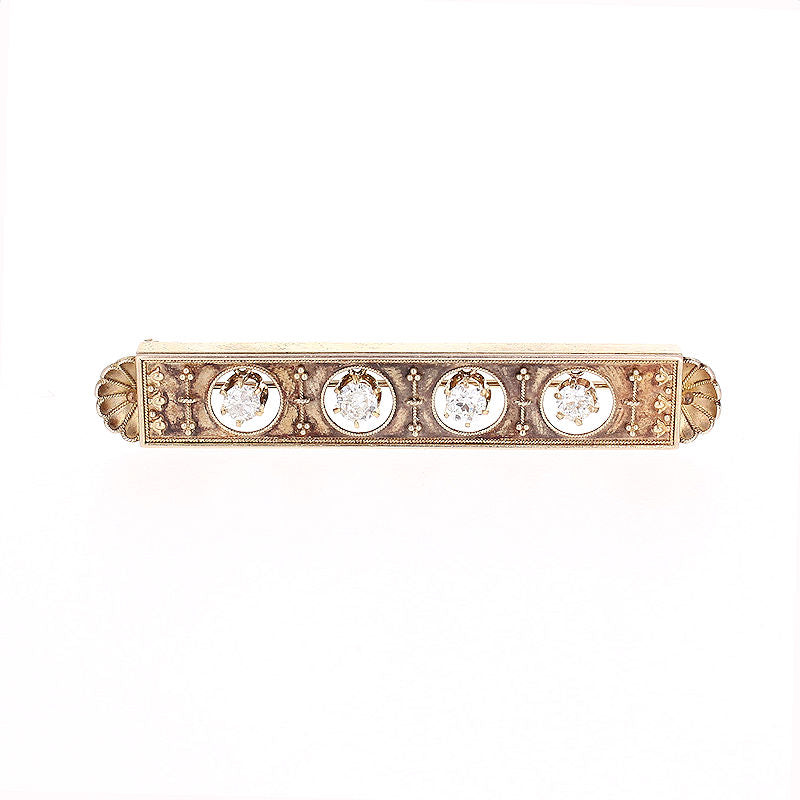 Ladies 14kt Yellow Gold 1.33cts Diamond Victorian Pin