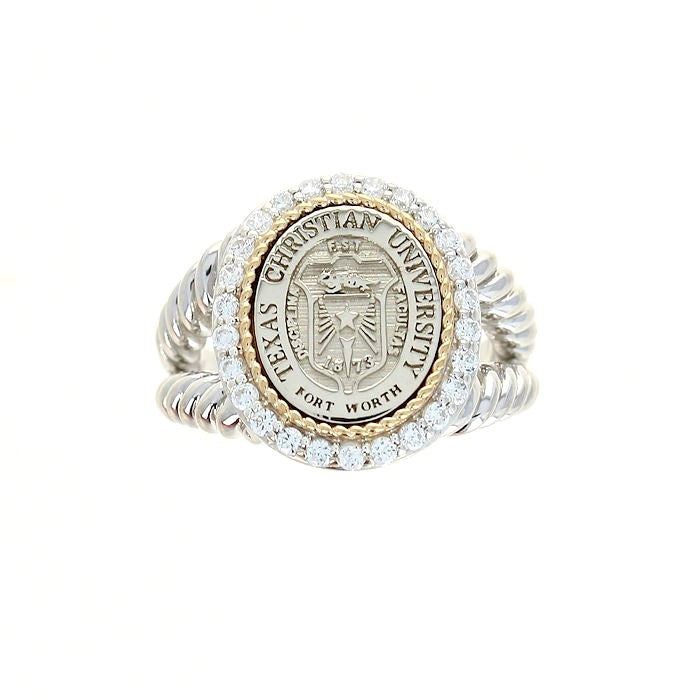Ladies Two Tone TCU Coin Class Ring