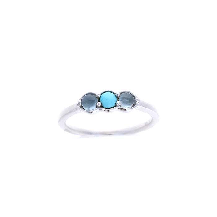 Ladies 14kt White Gold Turquoise and Aquamarine Ring