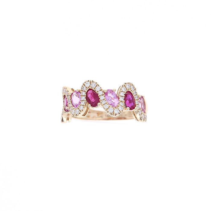 Ladies 14kt Yellow Gold 0.76cts Ruby, 1.15cts Sapphire and 0.27cts Diamond Ring