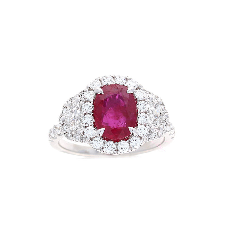 Ladies 18kt White Gold 2.31ct Ruby and 1.03cts Diamond Ring