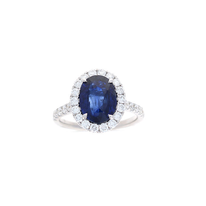 Ladies 18kt White Gold 3.90ct Sapphire and 0.75cts Diamond Ring