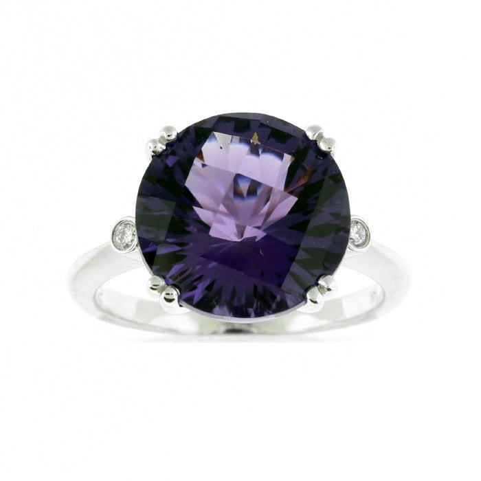 Ladies 14kt White Gold 5.55ct Amethyst and 0.04cts Diamond Ring