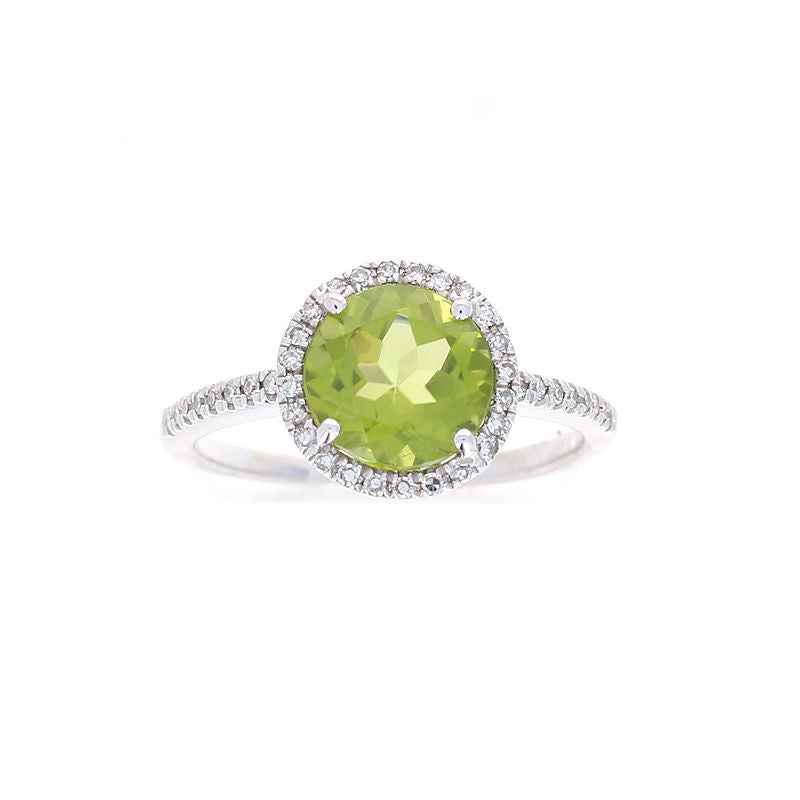 Ladies 14kt White Gold 2.05ct Peridot and 0.15cts Diamond Ring