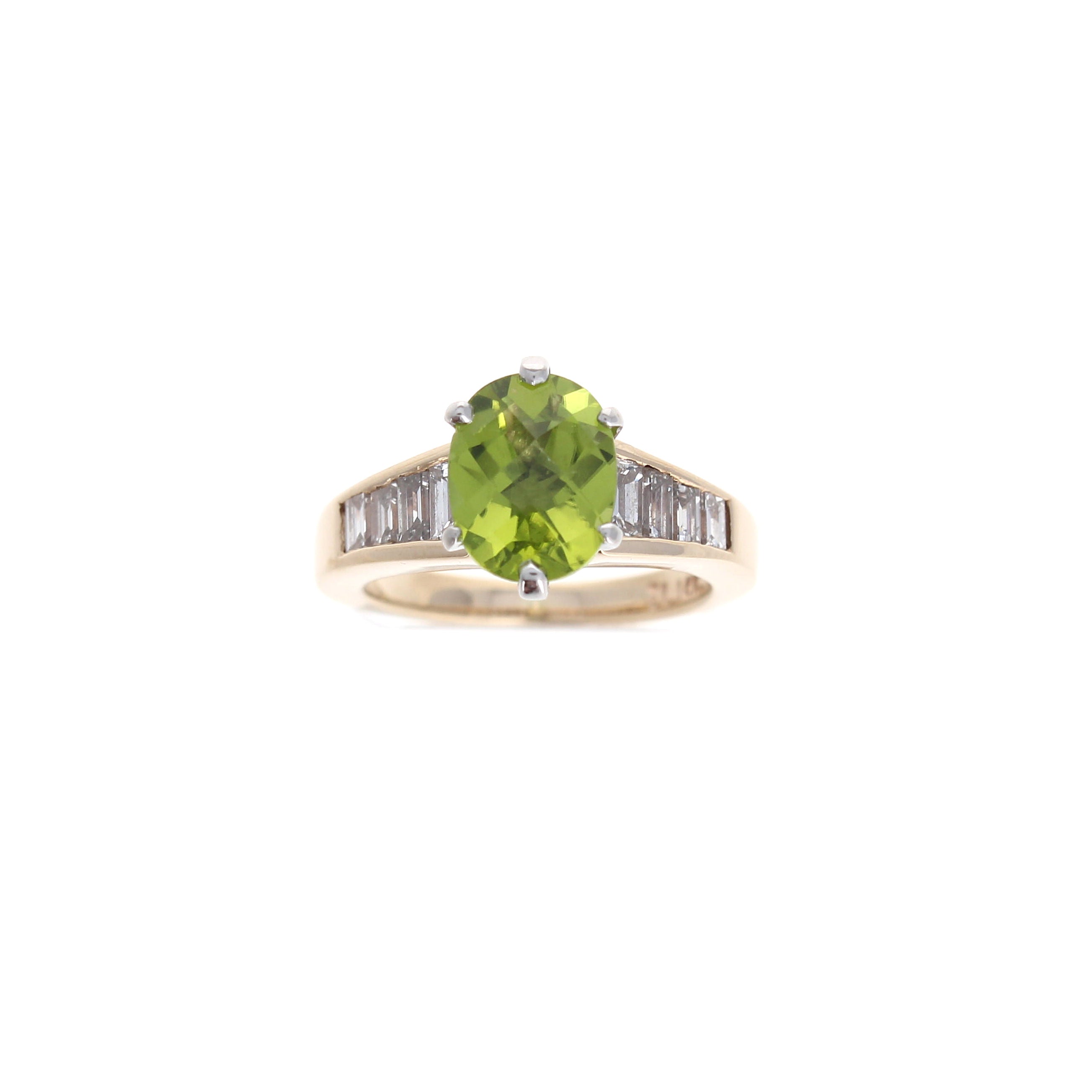Ladies 14kt Yellow Gold 2.16ct Peridot and 0.79cts Diamond Ring