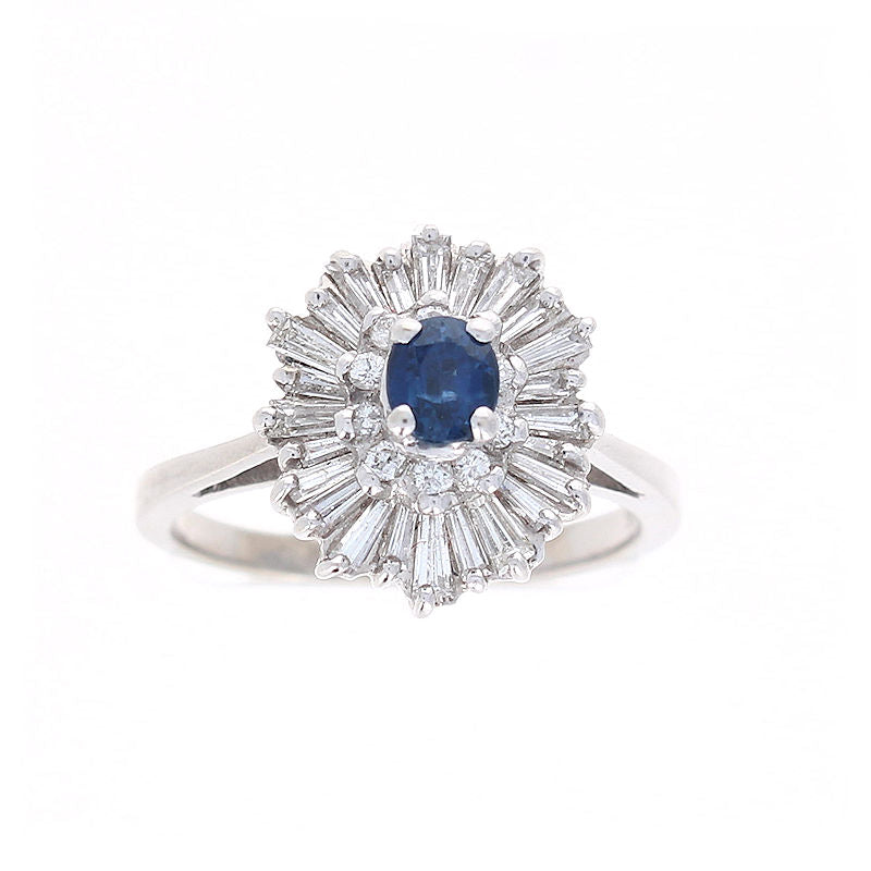Ladies 14kt White Gold 0.40ct Sapphire and 0.82cts Diamond Ring