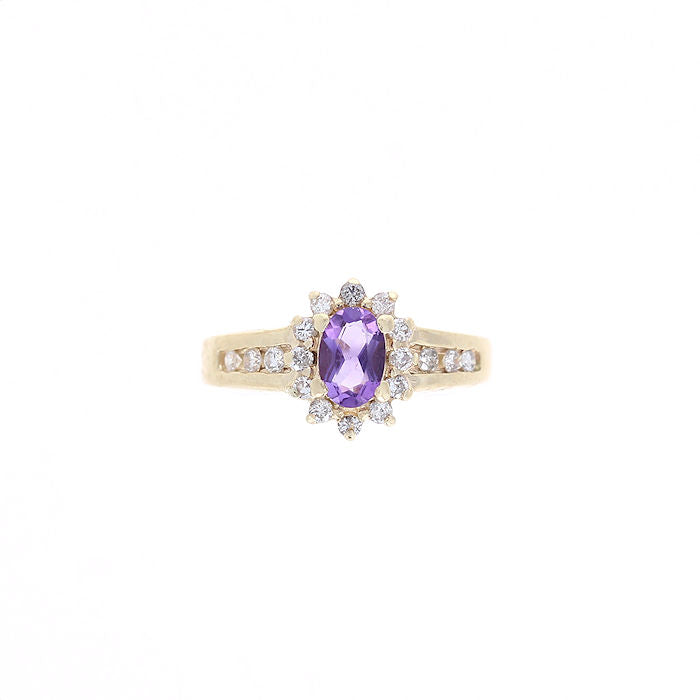 Ladies 14kt Yellow Gold 0.38ct Amethyst and 0.029cts Diamond Ring