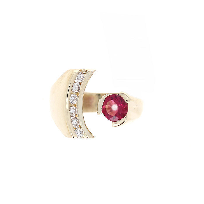 Ladies 14kt Yellow Gold 0.45ct Tourmaline and 0.18cts Diamond Ring