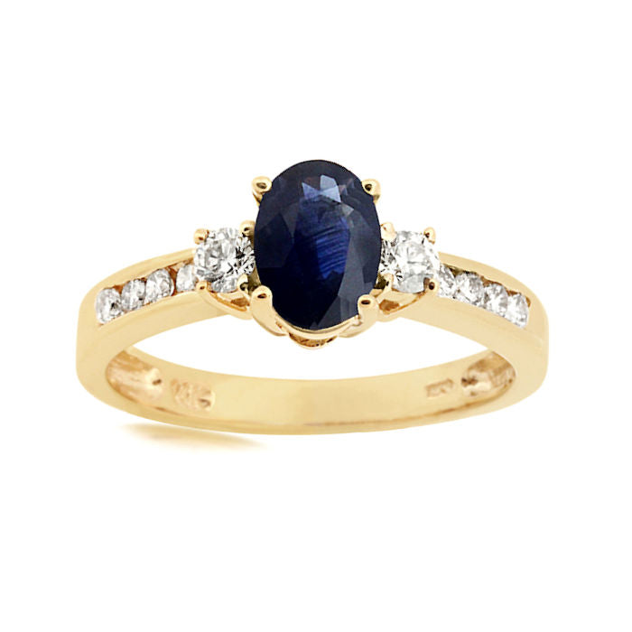 Ladies 14kt Yellow Gold 1.00ct Sapphire and 0.40cts Diamond Ring