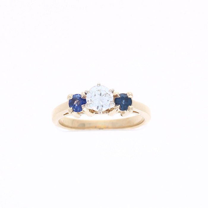Ladies 14kt Yellow Gold 0.36ct Diamond and 0.37cts Sapphire Engagement Ring