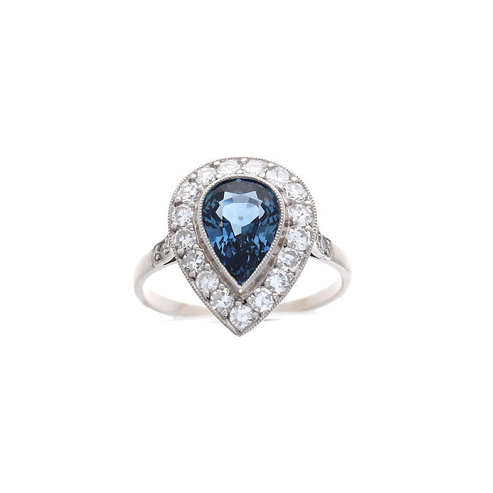 Ladies Platinum 1.81ct Blue Sapphire and 0.56cts Diamond Ring