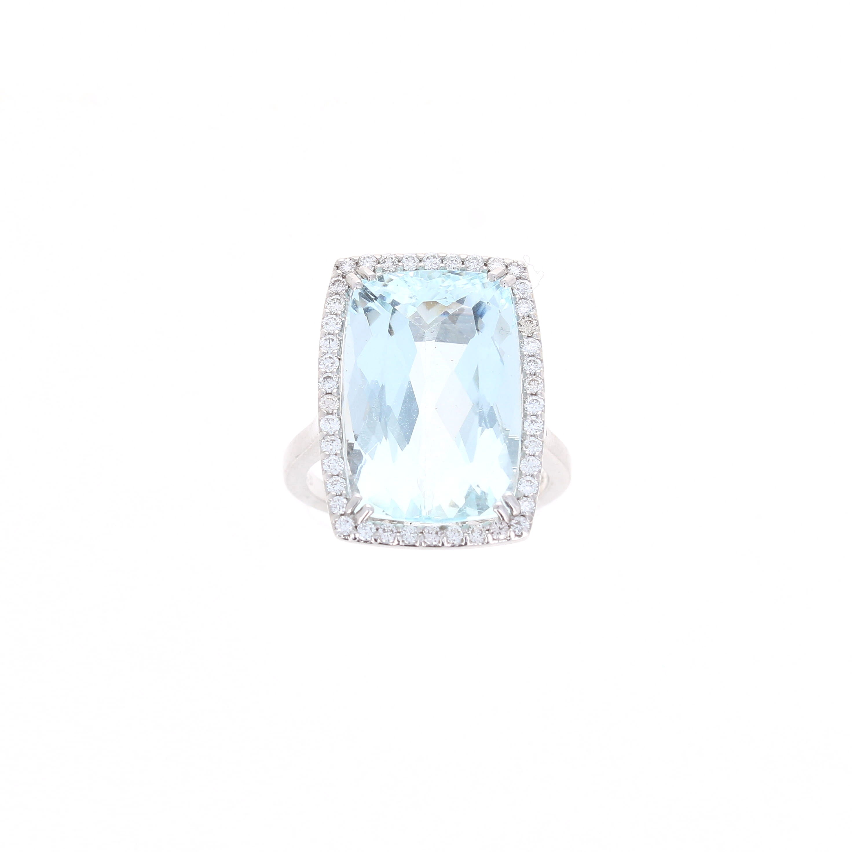 Ladies 14kt White Gold 13.72cts Aquamarine and 0.43cts Diamond Ring