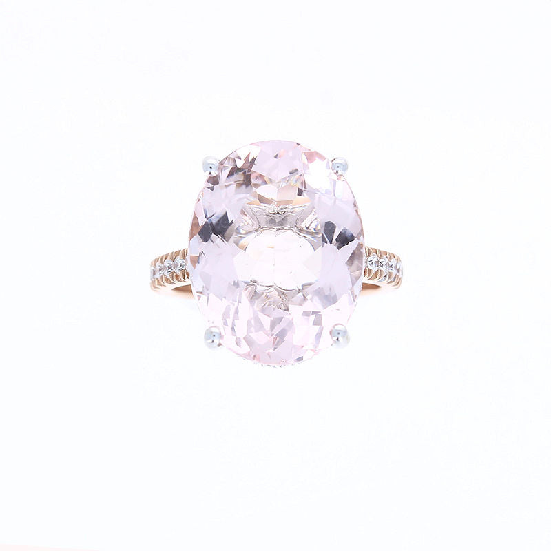 Ladies 14kt Rose Gold 12.07ct Kunzite and 0.71cts Diamond Ring