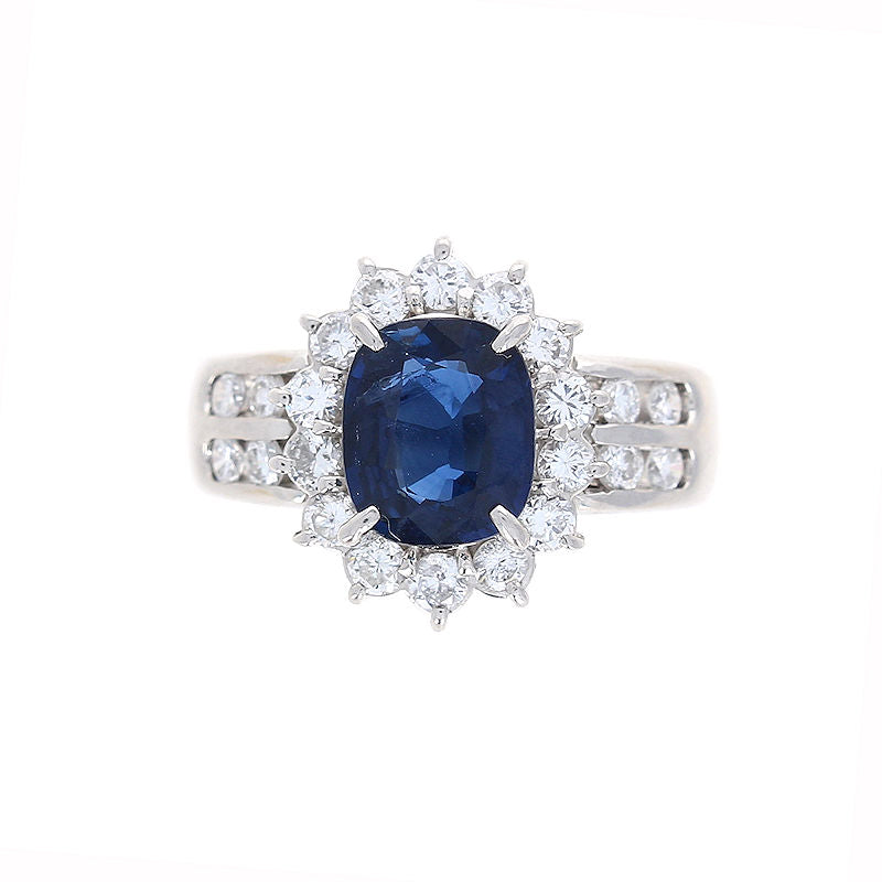 Ladies Platinum 1.72ct Blue Sapphire and 1.08cts Diamond Ring
