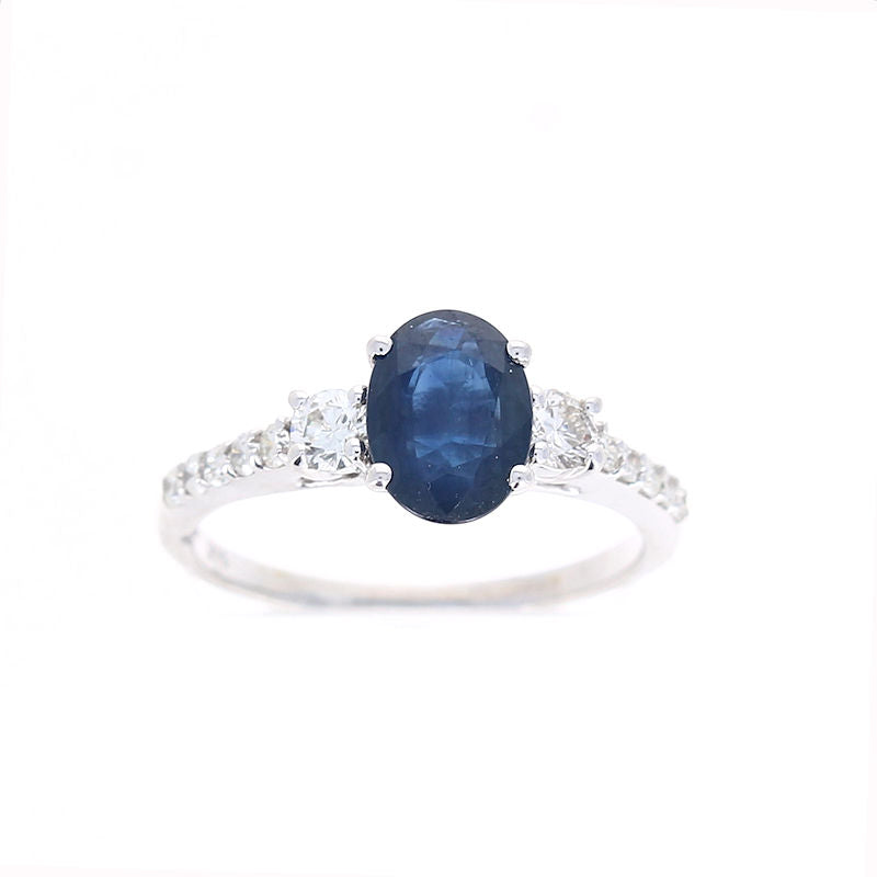 Ladies 14kt White Gold 1.50ct Sapphire and 0.45cts Diamond Ring