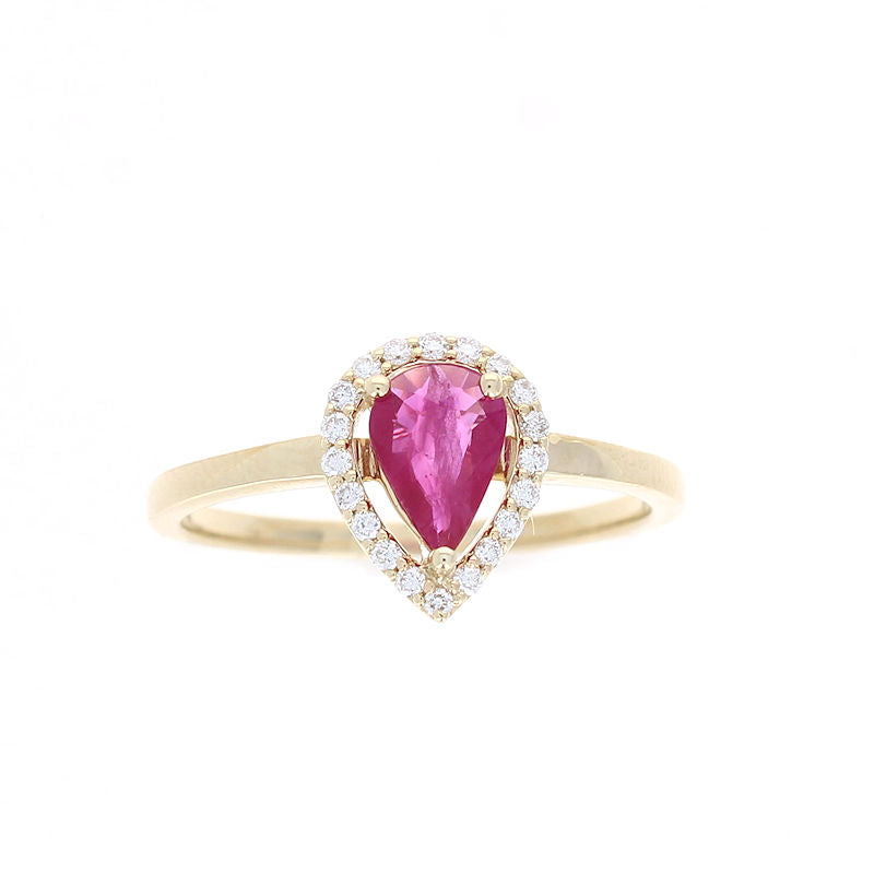 Ladies 14kt Yellow Gold 0.75ct Ruby and 0.12cts Diamond Ring