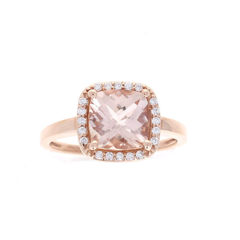 Ladies 14kt Rose Gold 2.00ct Morganite and 0.13cts Diamond Ring