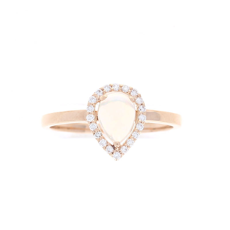 Ladies 14kt Rose Gold 0.40ct Opal and 0.12cts Diamond Ring