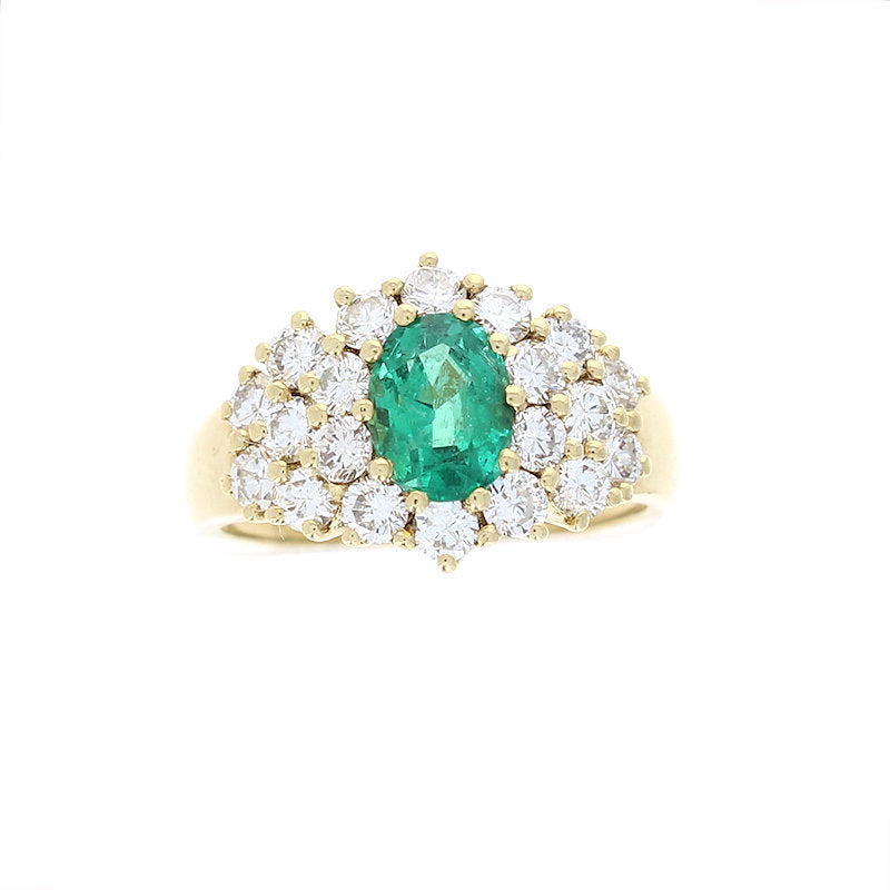 Ladies 18kt Yellow Gold 0.75ct Emerald and 0.85cts Diamond Ring