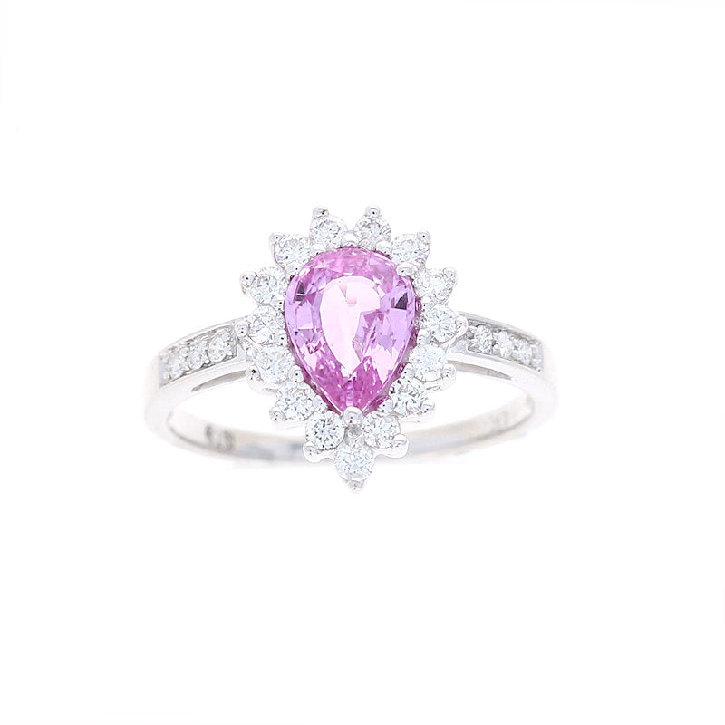 Ladies 14kt White Gold 1.07ct Pink Sapphire and 0.36cts Diamond Ring