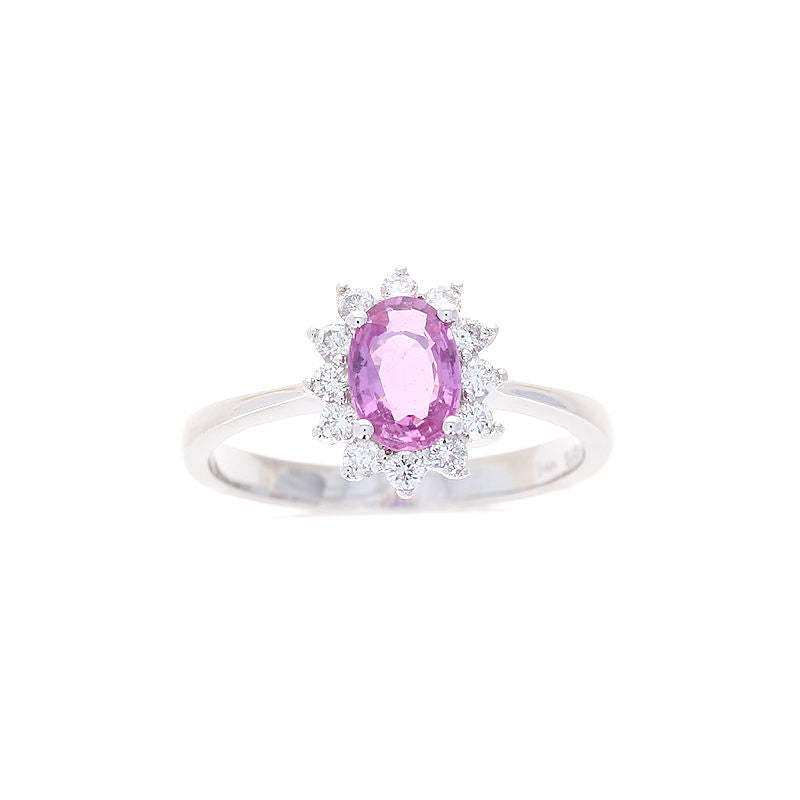 Ladies 14kt White Gold 0.87ct Pink Sapphire and 0.26cts Diamond Ring