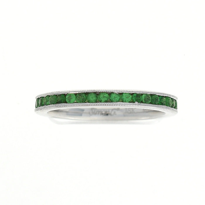 Ladies 18kt White Gold 0.74cts Tsavorite Garnet Wedding Band By Simon G