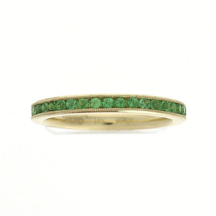 Ladies 18kt Yellow Gold 0.74cts Tsavorite Garnet Wedding Band