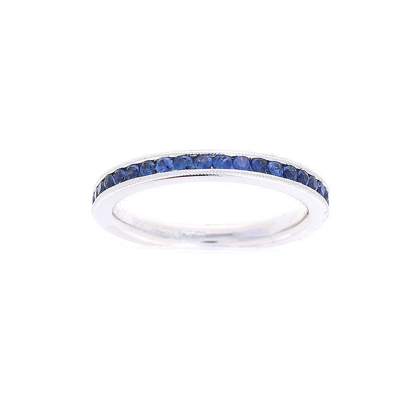 Ladies 18kt White Gold 0.76cts Sapphire Wedding Band By Simon G